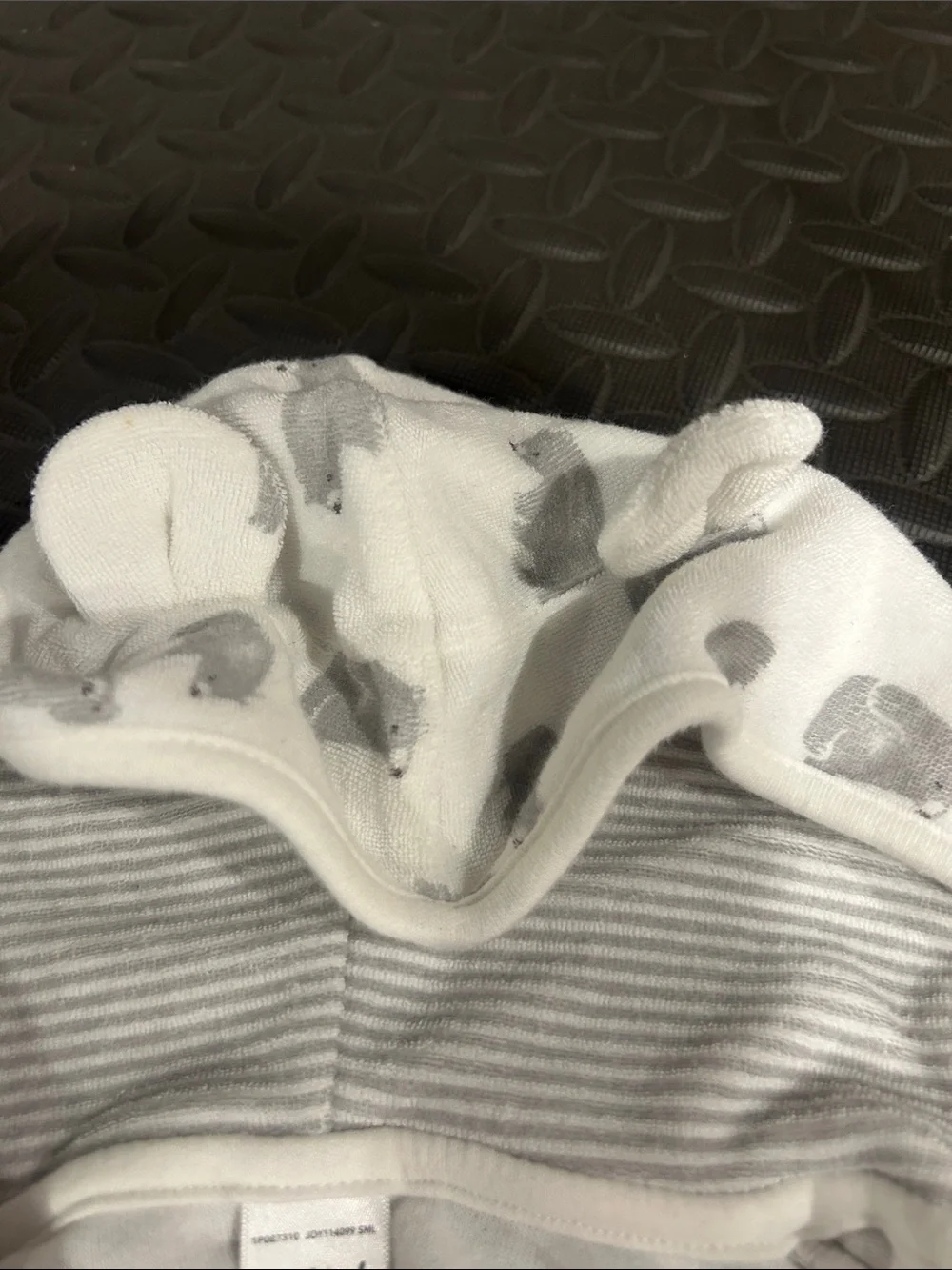 Carter's White Hooded Baby Bath Robe with Gray Animal Prints